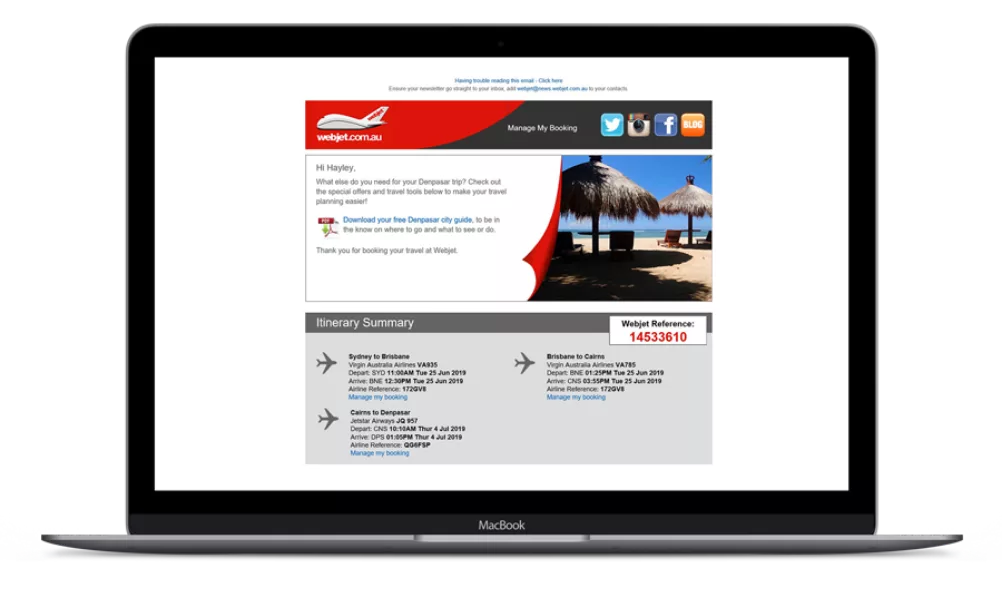 arrivalguides case study webjet booking confirmation