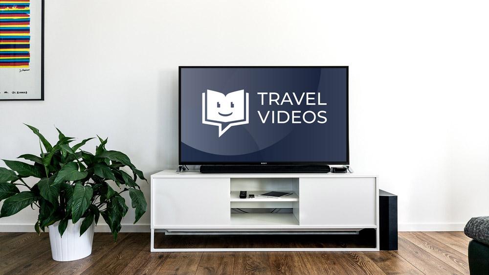 ArrivalGuides logo on a big TV
